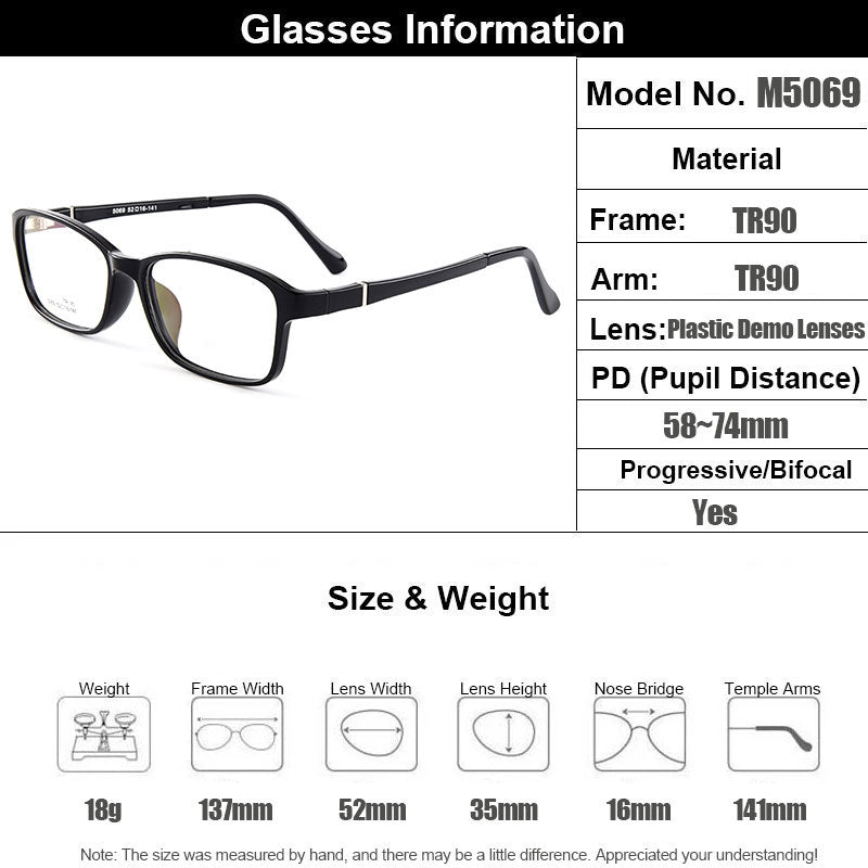 Gmei Unisex Eyeglasses Ultra-Light Tr90 Plastic 4 Colors M5069 — view 1 | Gmei Optical at FuzWeb