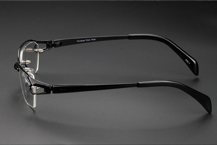 Chashma Ochki Unisex Semi Rimless Oval Titanium Eyeglasses 41143 — view 4 | Chashma Ochki at FuzWeb
