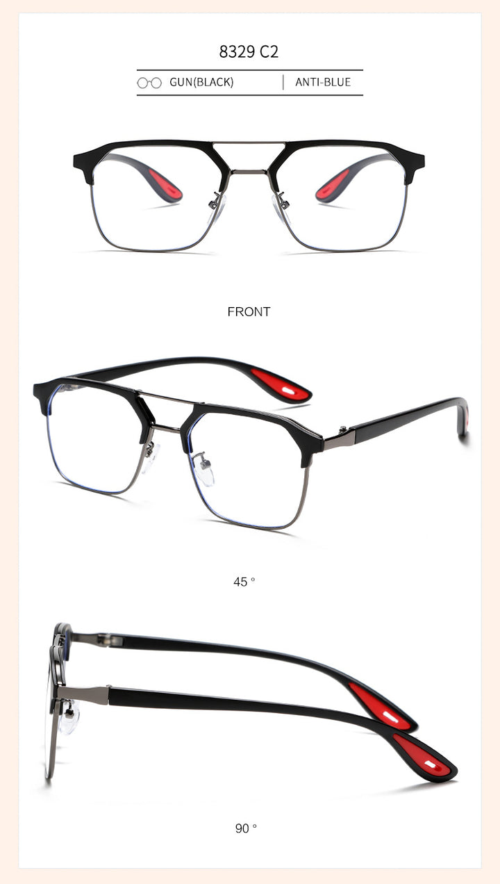 Kocolior Unisex Full Rim Square Tr 90 Alloy Double Bridge Photochromic Reading Glasses 968329.