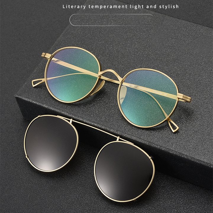 Bobbie Unisex Full Rim Oval Titanium Eyeglasses Clip On Sunglasses 642113 — view 2 | Bobbie at FuzWeb