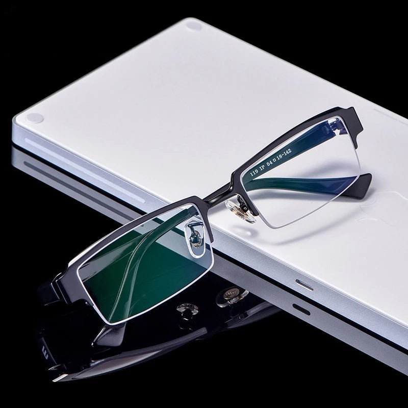 Chashma Ottica Mens Semi Rim Square Titanium Eyeglasses 119 — view 8 | Chashma Ottica at FuzWeb