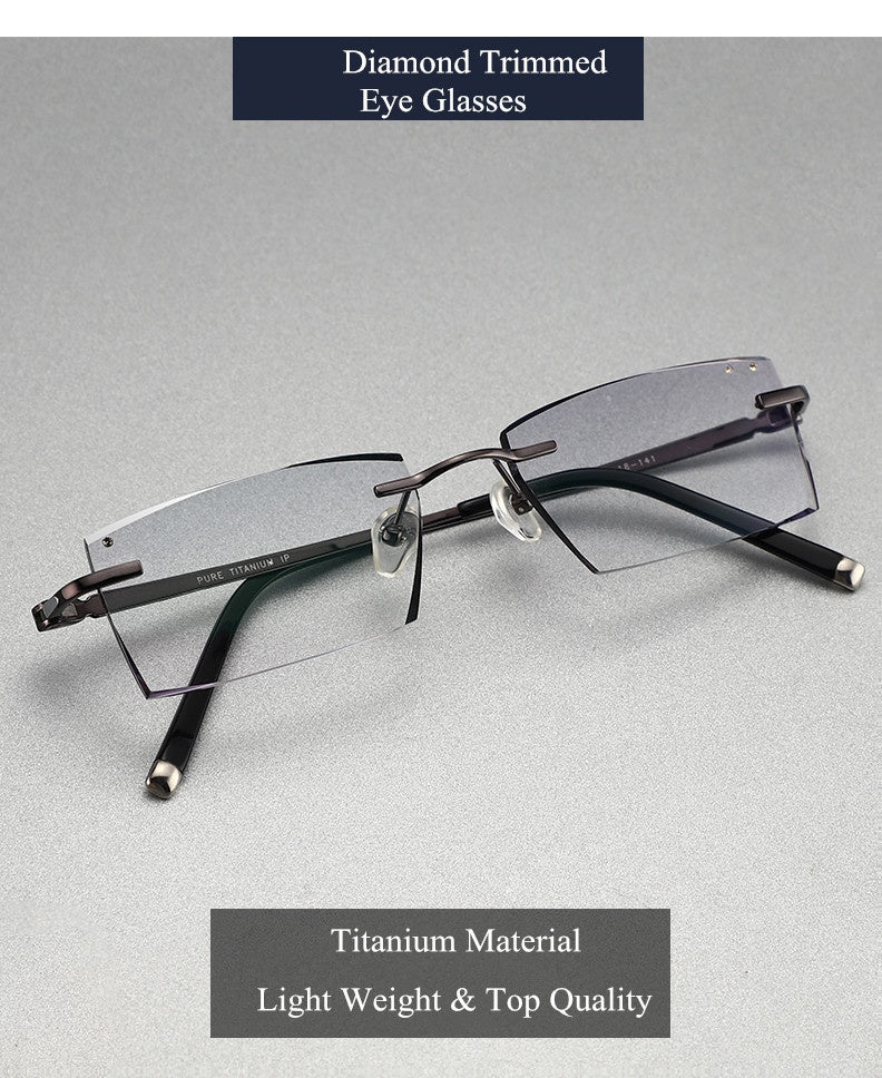 Chashma Ottica Mens Rimless Square Titanium Eyeglasses Tint Lenses 9090 — view 1 | Chashma Ottica at FuzWeb