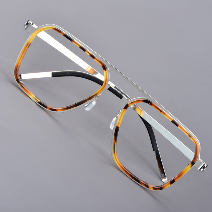Aimee Unisex Full Rim Square Double Bridge Titanium Acetate Eyeglasses 19753 — view 1 | Aimee at FuzWeb