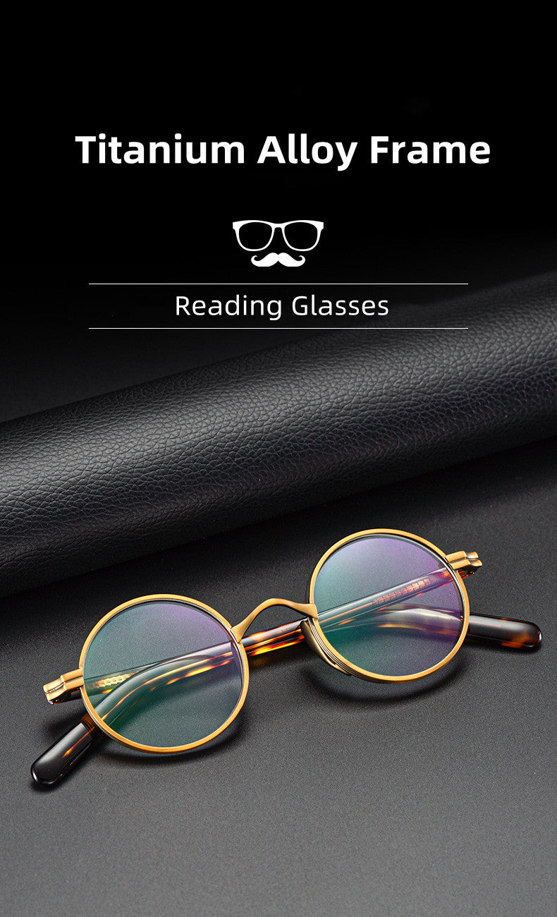 Kocolior Unisex Full Rim Small Round Titanium Hyperopic Reading Glasses 0881 — view 1 | Kocolior at FuzWeb