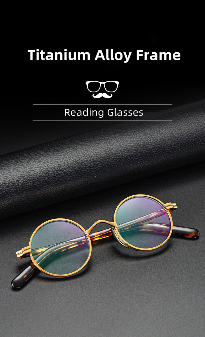 Kocolior Unisex Full Rim Small Round Titanium Hyperopic Reading Glasses 0881 — view 1 | Kocolior at FuzWeb