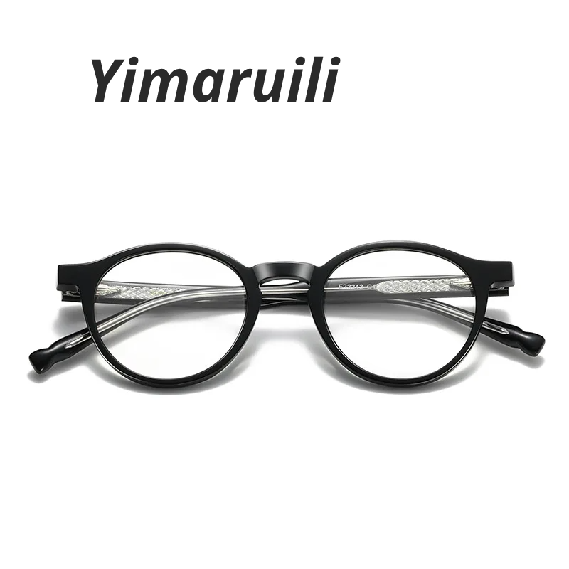 Yimaruili Women's Full Rim Round Acetate Alloy Eyeglasses 622245