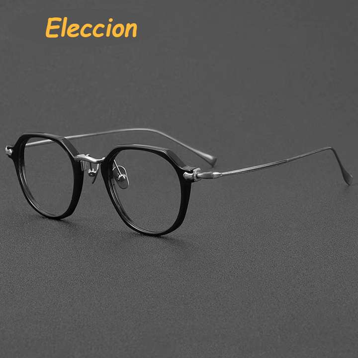 Eleccion Unisex Full Rim Oval Square Acetate Titanium Eyeglasses 481036