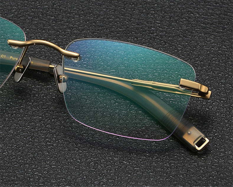 Aimee Unisex Rimless Polygon Square Titanium Eyeglasses 80814 — view 4 | Aimee at FuzWeb