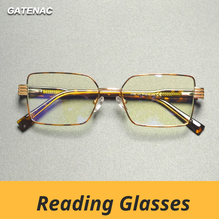 Gatenac Women's Full Rim Polygon Square Tr 90 Alloy Reading Glasses G3160