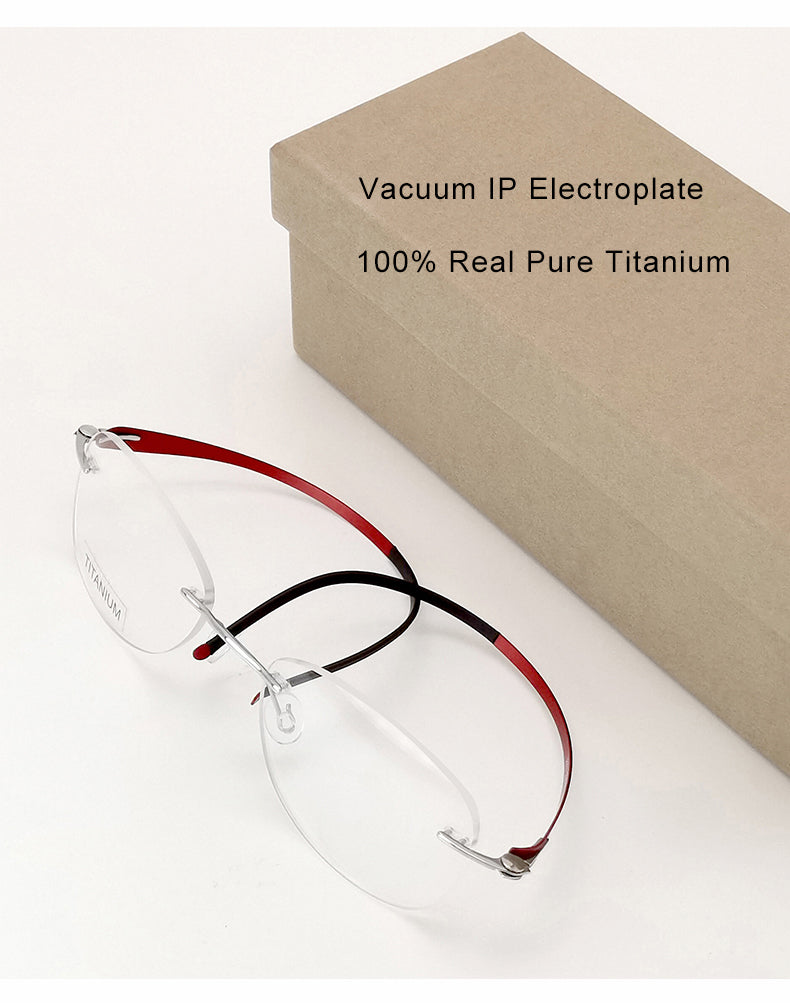 Krasivyy Unisex Rimless Oval Screwless Titanium Rimless Eyeglasses 5003 — view 2 | Krasivyy at FuzWeb