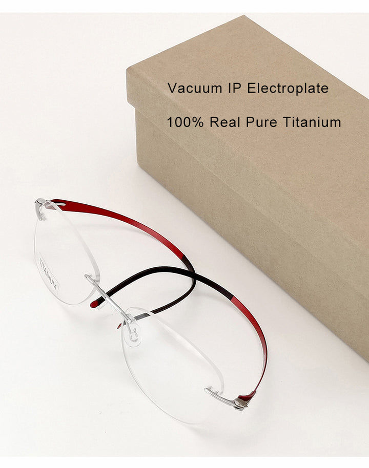 Krasivyy Unisex Rimless Oval Screwless Titanium Rimless Eyeglasses 5003 — view 2 | Krasivyy at FuzWeb