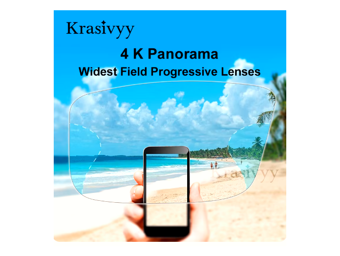 Krasivyy 4K Widest Field Progressive Lenses Lenses Krasivyy Lenses 1.61 Photochromic Gray With Anti Blue 