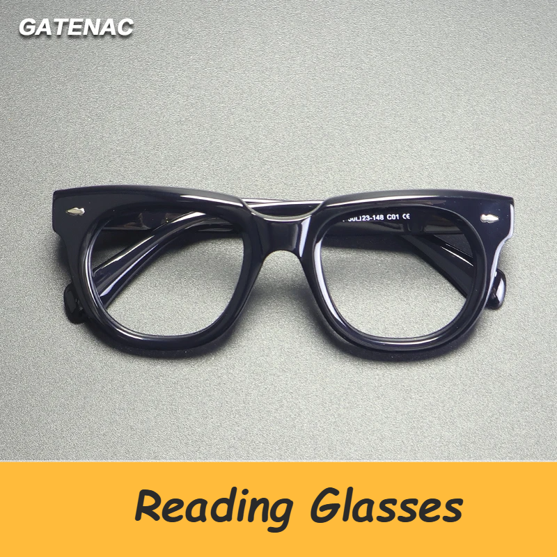 Gatenac Unisex Full Rim Square Acetate Reading Glasses 882224
