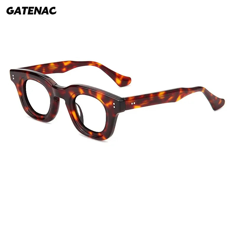 Gatenac Unisex Full Rim Square Thick Acetate Eyeglasses 247062 FuzWeb
