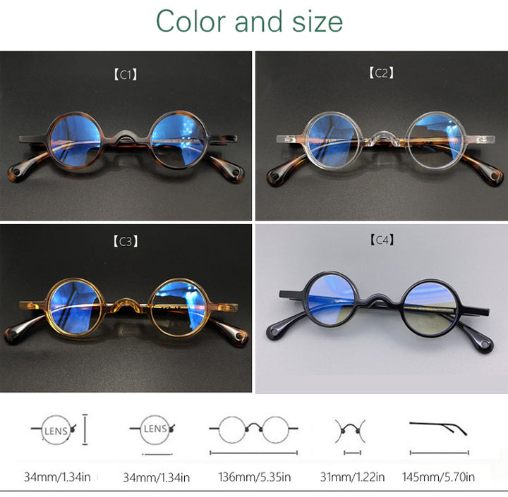 Yujo Unisex Full Rim Small Round 34mm Handcrafted Acetate Eyeglasses — view 1 | Yujo at FuzWeb