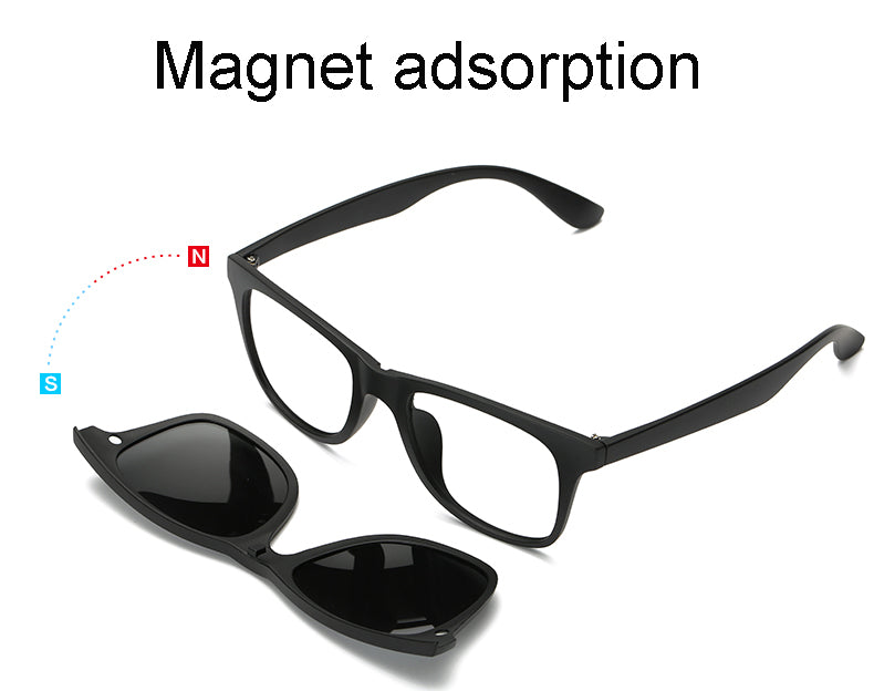 Hdcrafter Unisex Full Rim Acetate Frame 6 In 1 Polarized Magnetic Clip On Sunglasses.