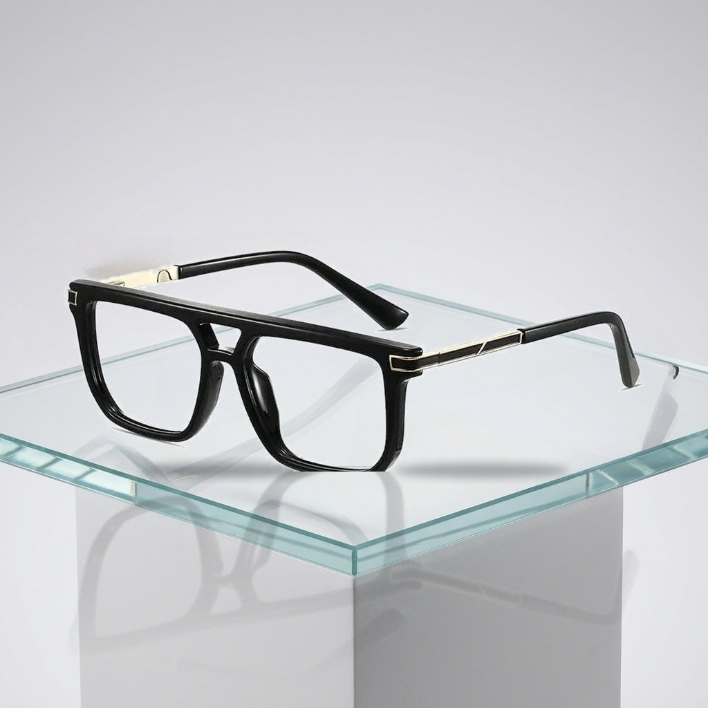 Vicky Men's Full Rim Square Double Bridge Tr 90 Alloy Reading Glasses 584003 - Luxury Studio View