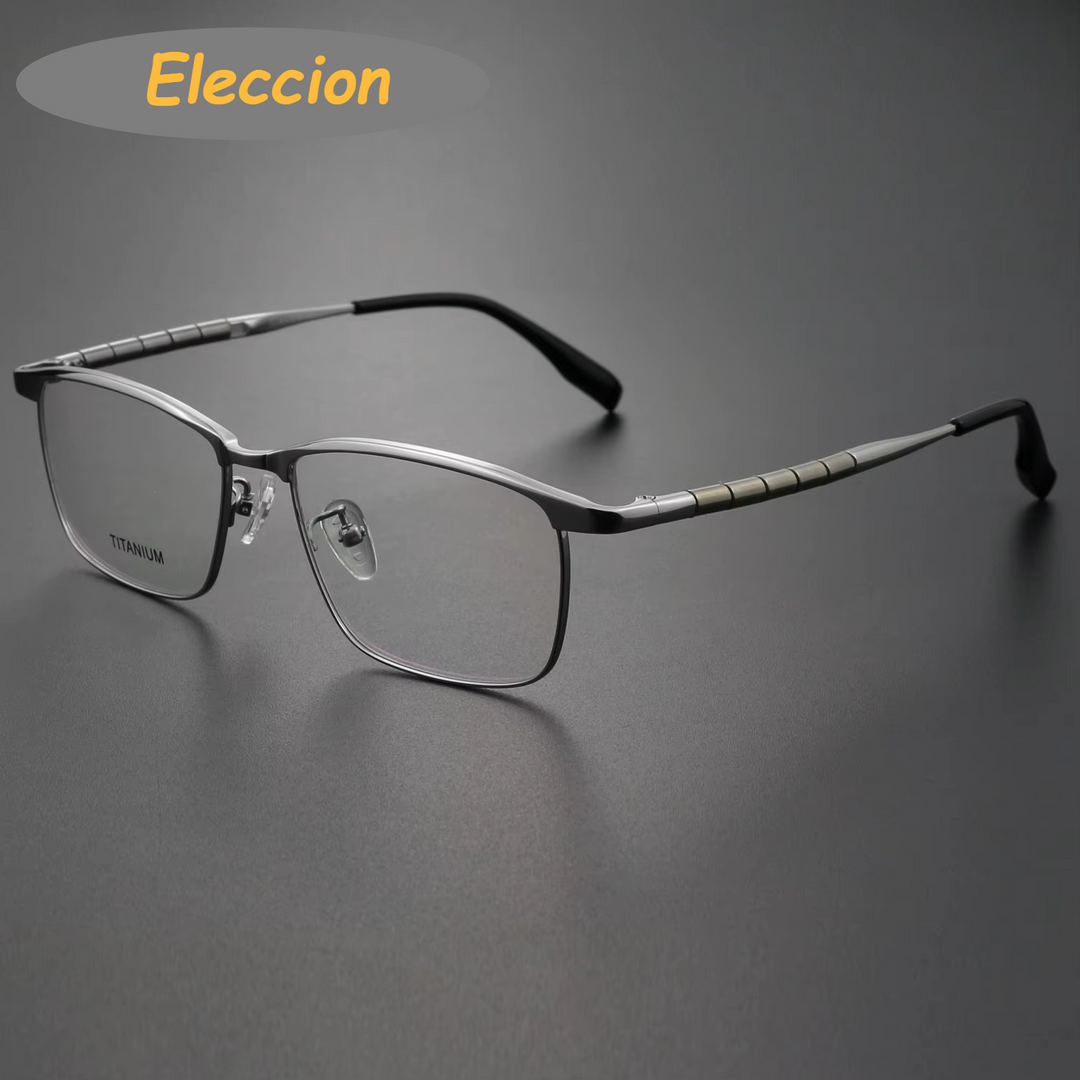 Eleccion Unisex Full Rim Square Titanium Eyeglasses 942313 Full Rim Eleccion Silver