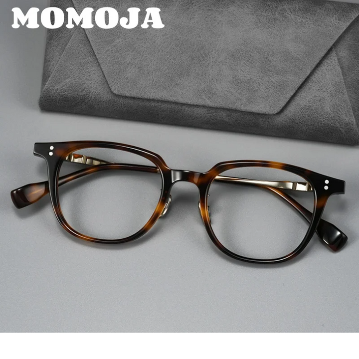 Momoja Unisex Full Rim Square Round Acetate Titanium Eyeglasses 78150
