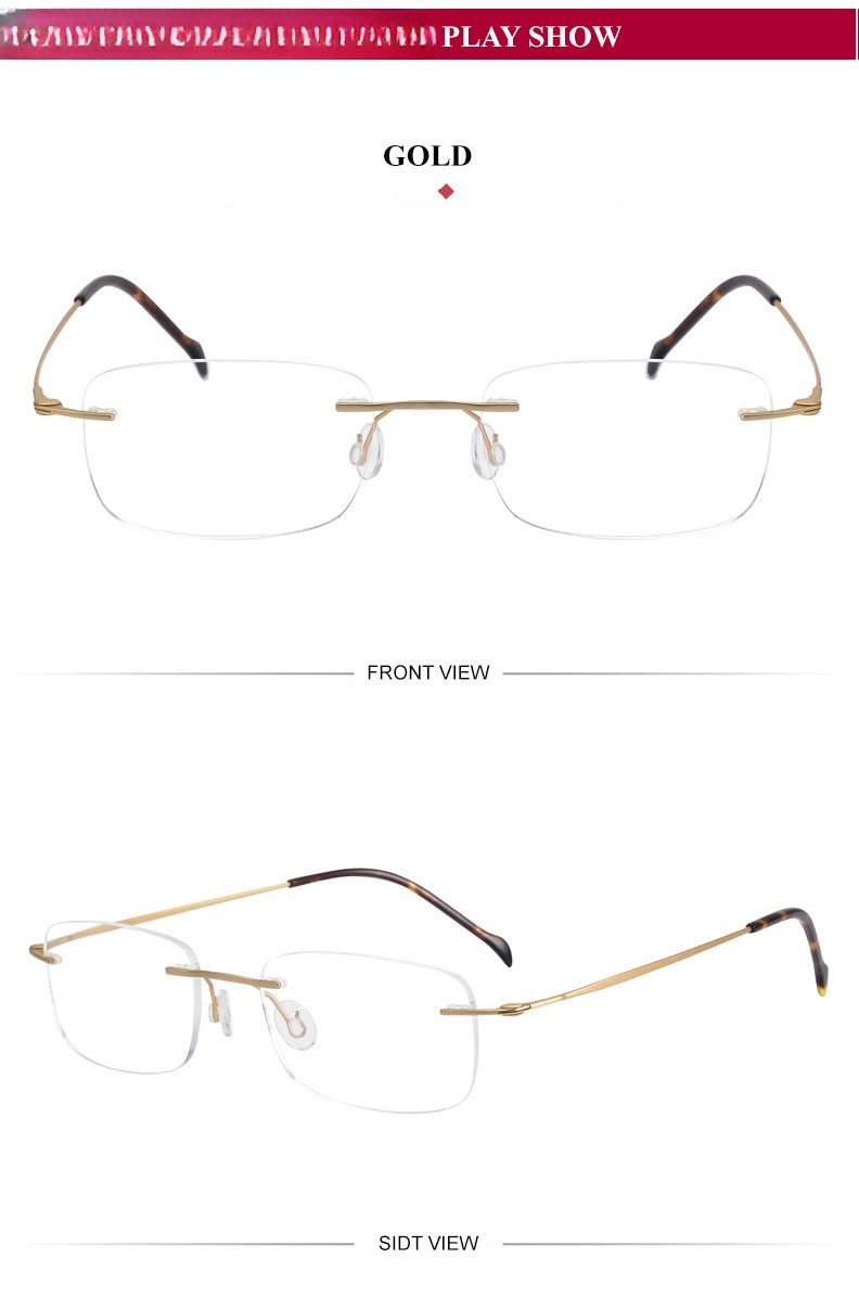 Chashma Unisex Rimless Square Titanium Eyeglasses 816006 — view 3 | Chashma at FuzWeb