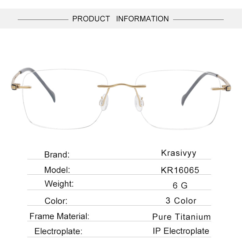 Krasivyy Unisex Rimless Square Titanium Eyeglasses 316065 — view 1 | Krasivyy at FuzWeb