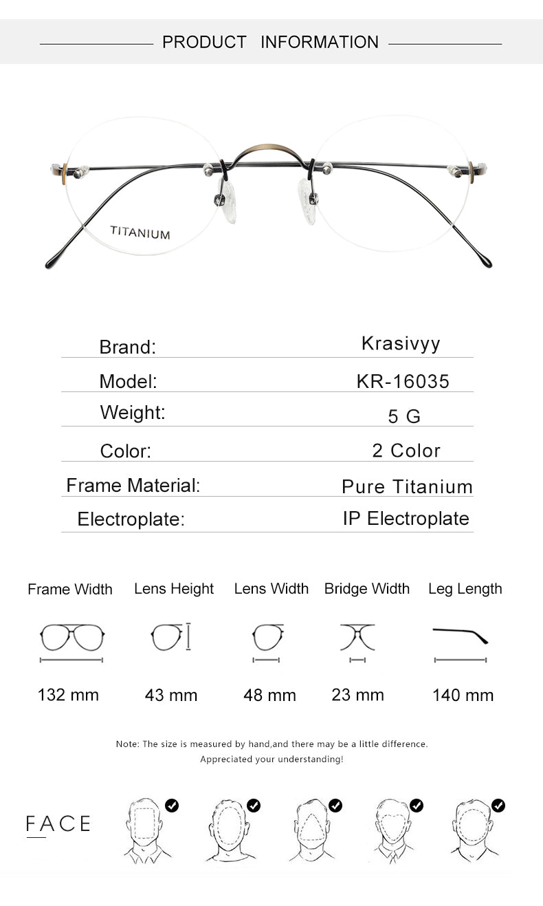 Krasivyy Unisex Rimless Round Titanium Eyeglasses Kr16035.