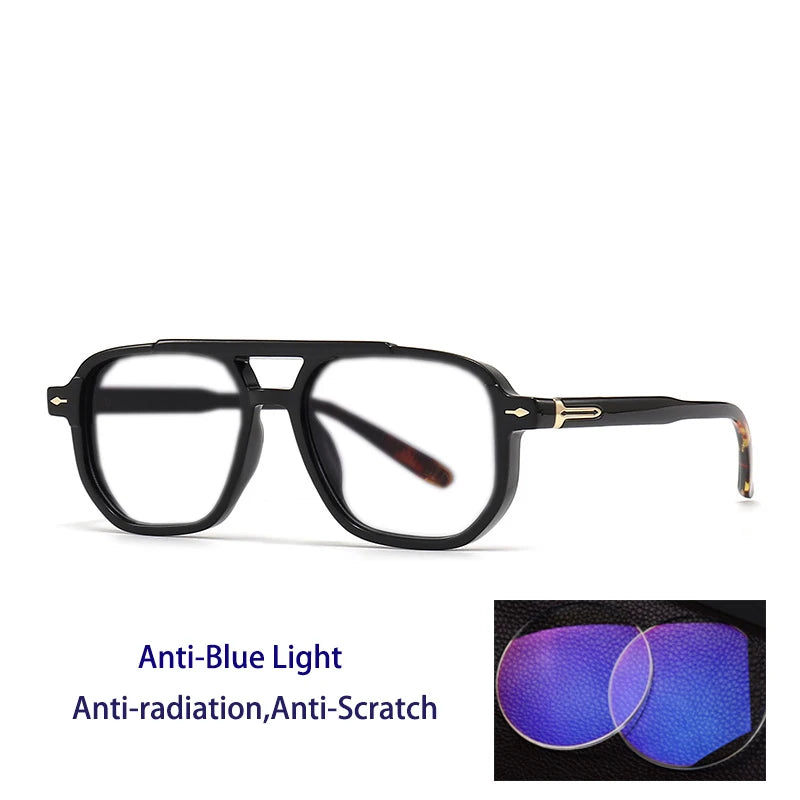 Kocolior Unisex Full Rim Square Double Bridge Tr 90 Photochromic Reading Glasses 60904.