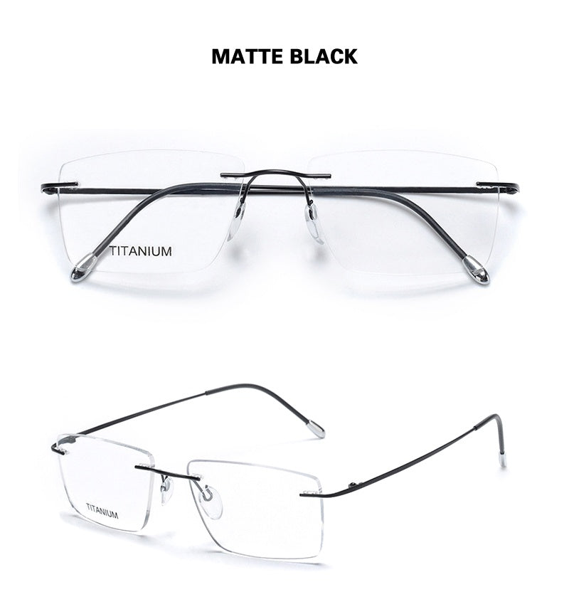 Chashma Ochki Unisex Rimless Square Titanium Eyeglasses 16011.