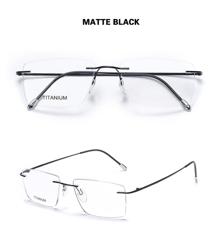 Chashma Ochki Unisex Rimless Square Titanium Eyeglasses 16011.