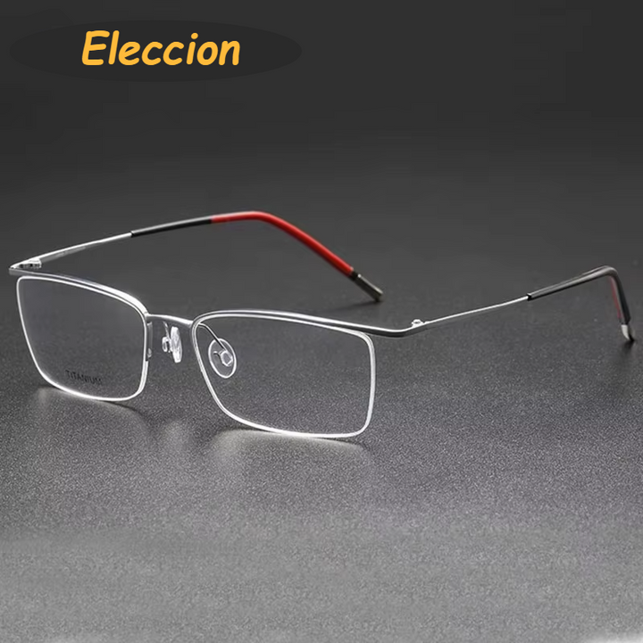 Eleccion Unisex Semi Rim Square Brow Line Titanium Eyeglasses 945502