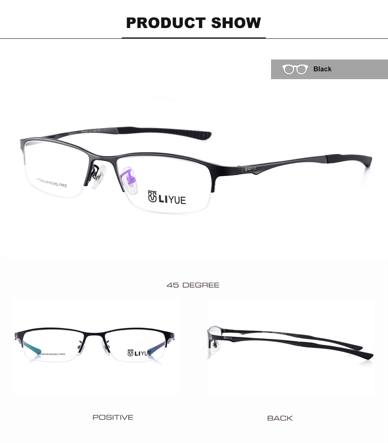 Oveliness Womens Semi Rim Oval Rectangle Titanium Eyeglasses 29527 — view 2 | Oveliness at FuzWeb