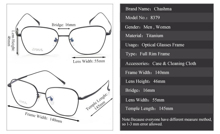Chashma Ottica Unisex Full Rim Flat Top Oval Titanium Eyeglasses 83794 — view 1 | Chashma Ottica at FuzWeb