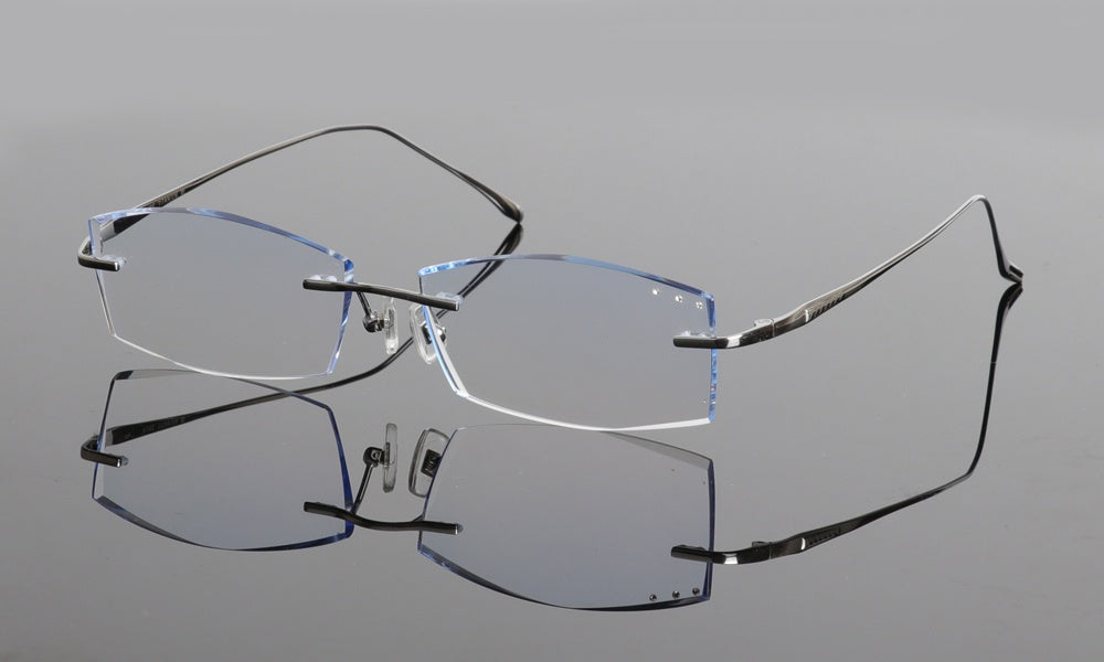 Chashma Ottica Men's Rimless Square Titanium Eyeglasses 85086.