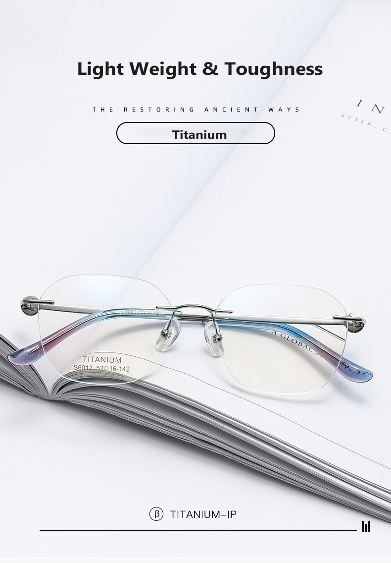 Oveliness Womens Rimless Oval Square Titanium Eyeglasses 196012 — view 1 | Oveliness at FuzWeb