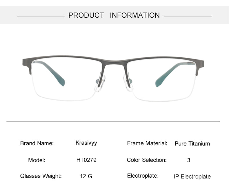 Krasivyy Unisex Semi Rim Square Titanium Eyeglasses 30279 — view 1 | Krasivyy at FuzWeb
