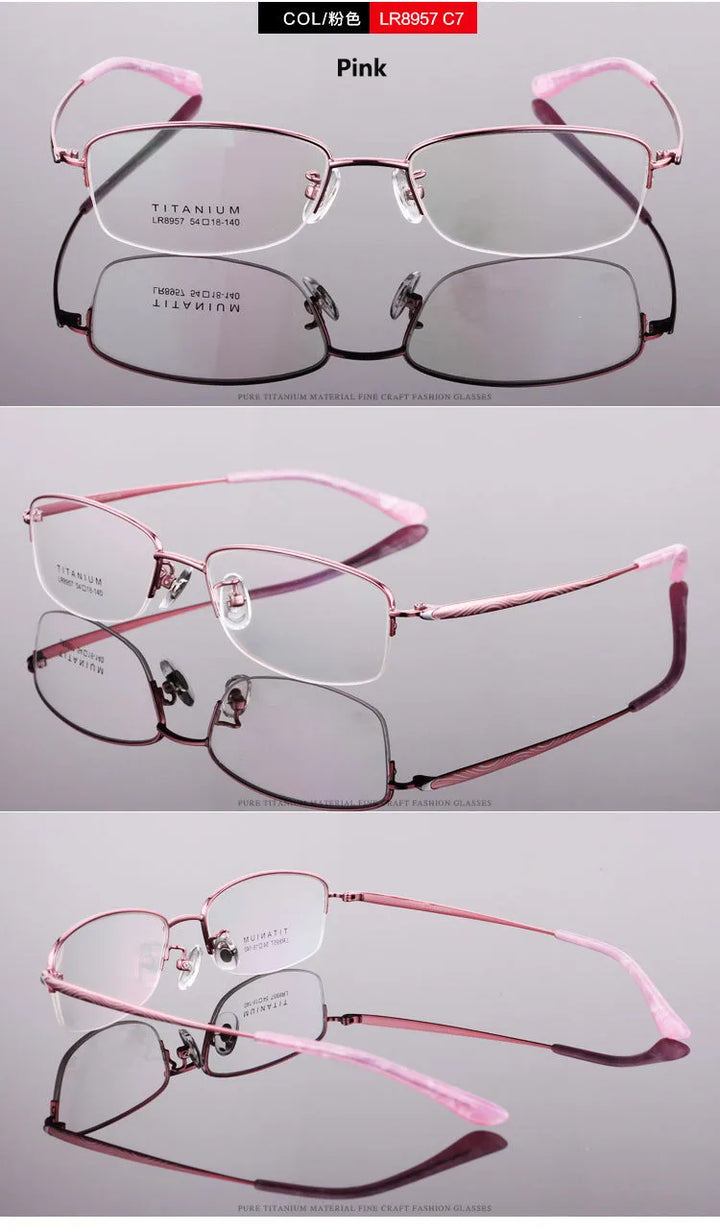 Womens Titanium Semi Rim Frame Eyeglasses Lr8957 — view 12 | Bclear at FuzWeb