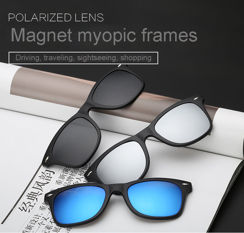 Hdcrafter Unisex Full Rim Acetate Frame 6 In 1 Polarized Magnetic Clip On Sunglasse — view 1 | Hdcrafter Eyeglasses at FuzWeb
