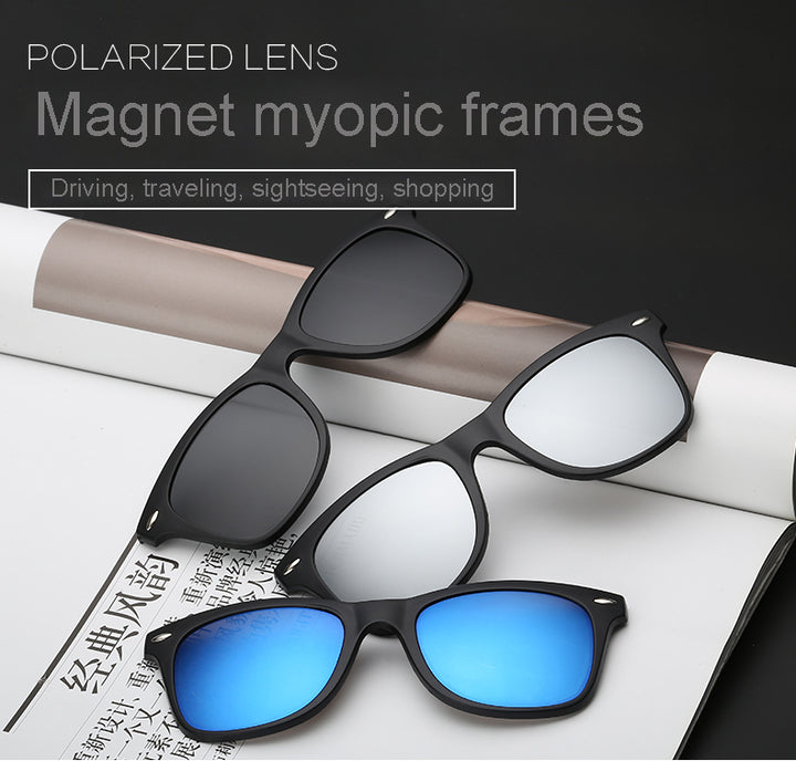 Hdcrafter Unisex Full Rim Acetate Frame 6 In 1 Polarized Magnetic Clip On Sunglasse — view 1 | Hdcrafter Eyeglasses at FuzWeb
