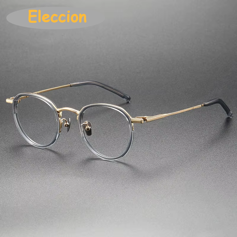 Eleccion Unisex Full Rim Round Titanium Acetate Eyeglasses 94243