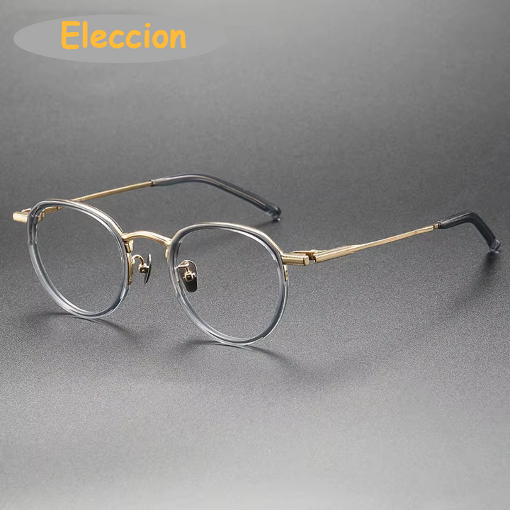 Eleccion Unisex Full Rim Round Titanium Acetate Eyeglasses 94243