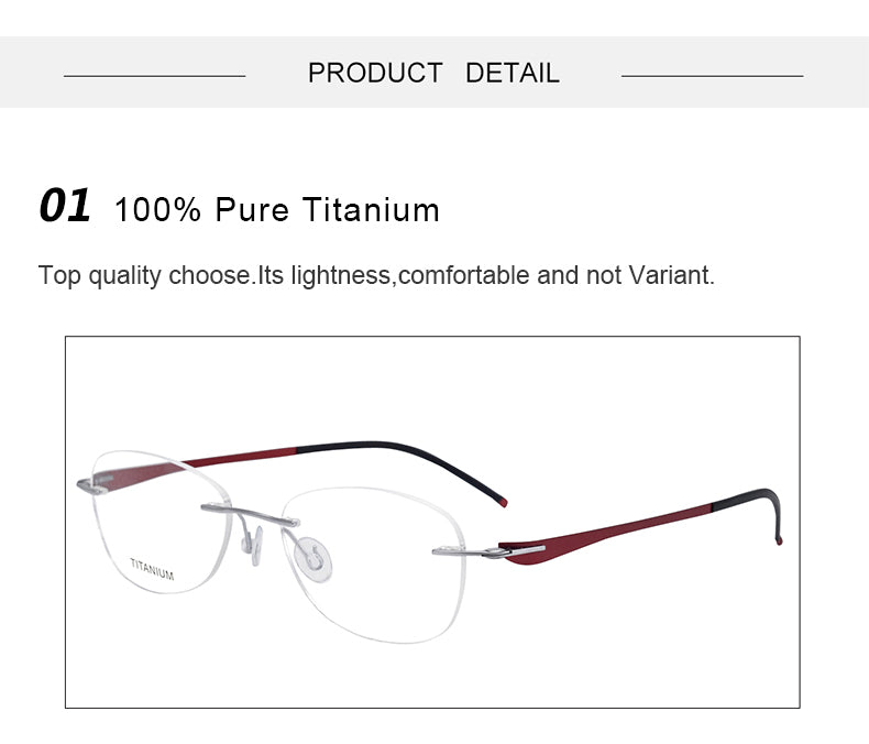 Krasivyy Unisex Rimless Oval Screwless Titanium Rimless Eyeglasses 5003.