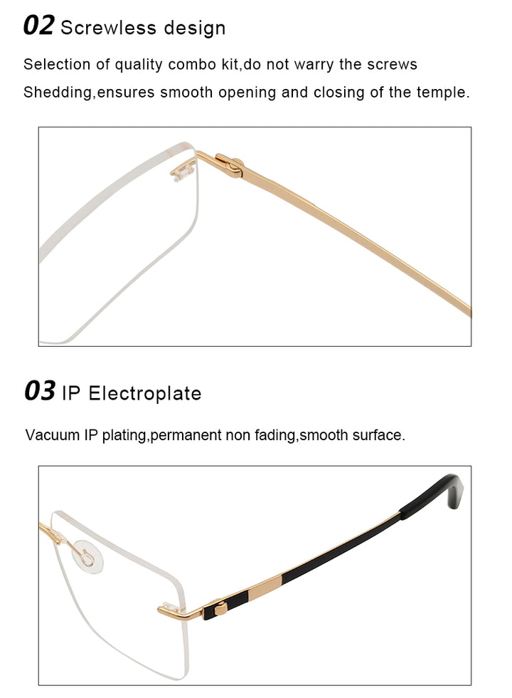 Krasivyy Unisex Rimless Square Screwless Titanium Eyeglasses 95015.