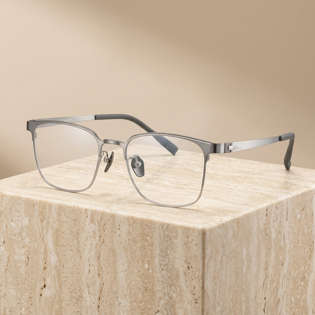 Chashma Ottica Unisex Full Rim Square Titanium Eyeglasses 411282 - Pink