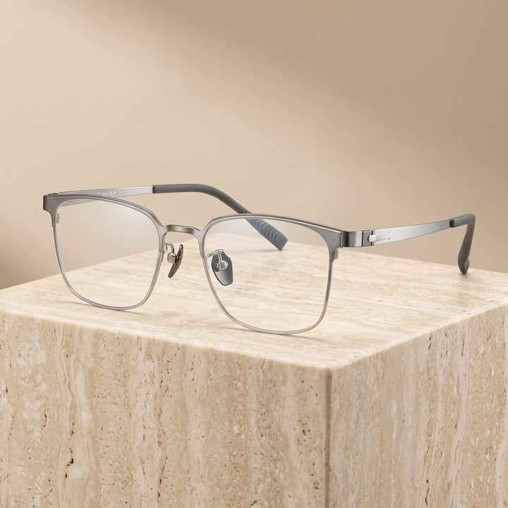 Chashma Ottica Unisex Full Rim Square Titanium Eyeglasses 411282 - Pink