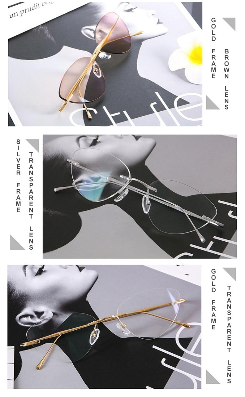 Chashma Ottica Unisex Rimless Triangle Cat Eye Titanium Eyeglasses 632.