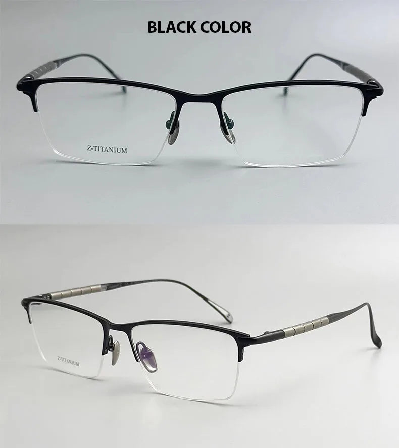 Chashma Unisex Semi Rim Square Brow Line Titanium Eyeglasses 27061 Semi Rim Chashma   