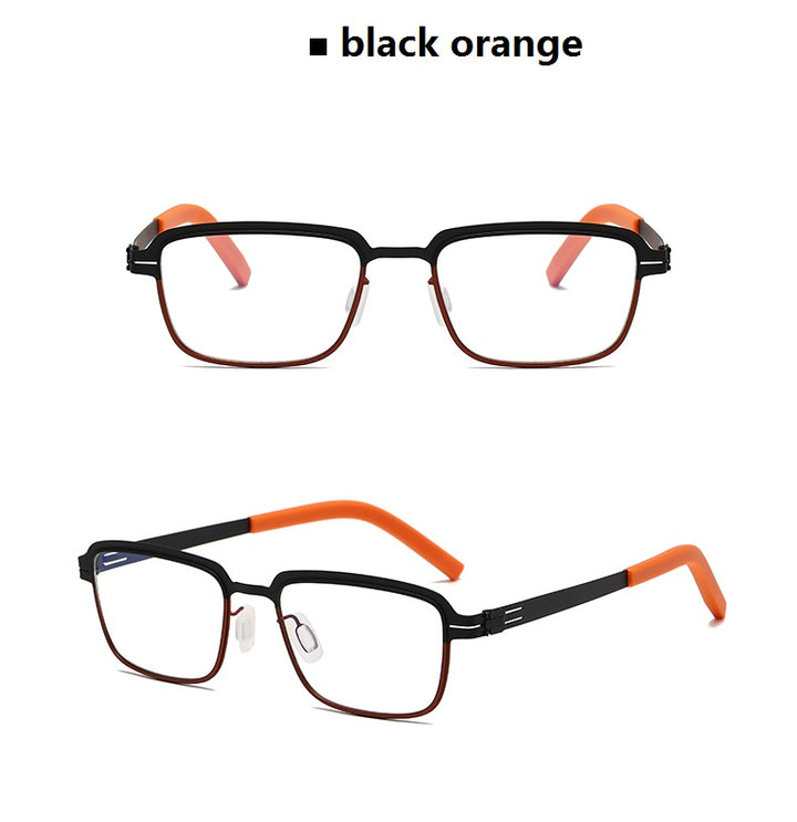 Bobbie Unisex Full Rim Square Screwless Steel Acetate Eyeglasses 165038.