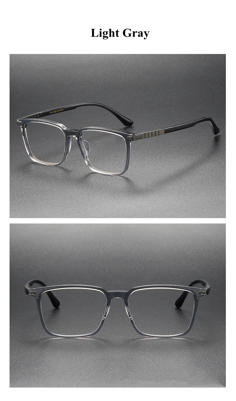 Chashma Ochki Unisex Full Rim Square Acetate Titanium Eyeglasses 29630.