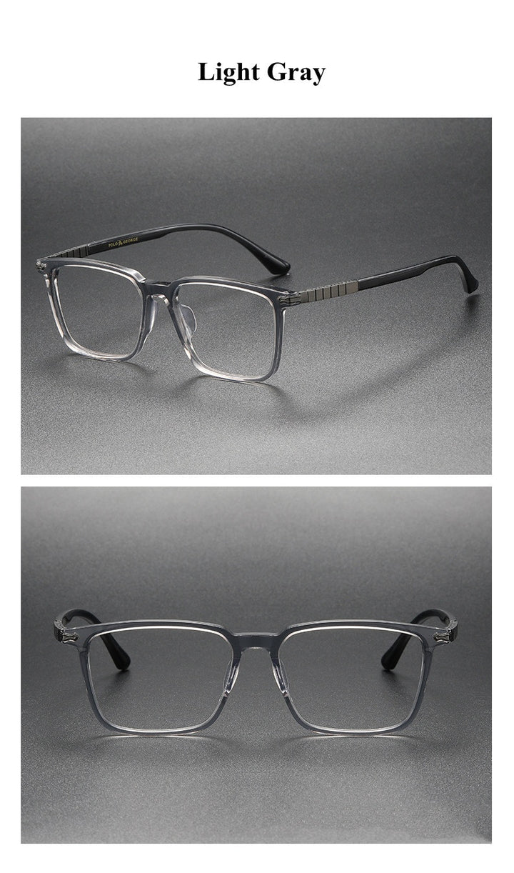 Chashma Ochki Unisex Full Rim Square Acetate Titanium Eyeglasses 29630.