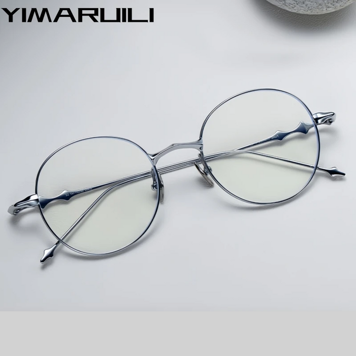 Yimaruili Unisex Full Rim Oval Round Titanium Eyelasses 45142
